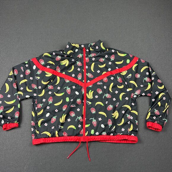 Nike Jacket Womens 1X Coupe Standard Windbreaker Black & Red Fruit CT0627-010 - Picture 1 of 8